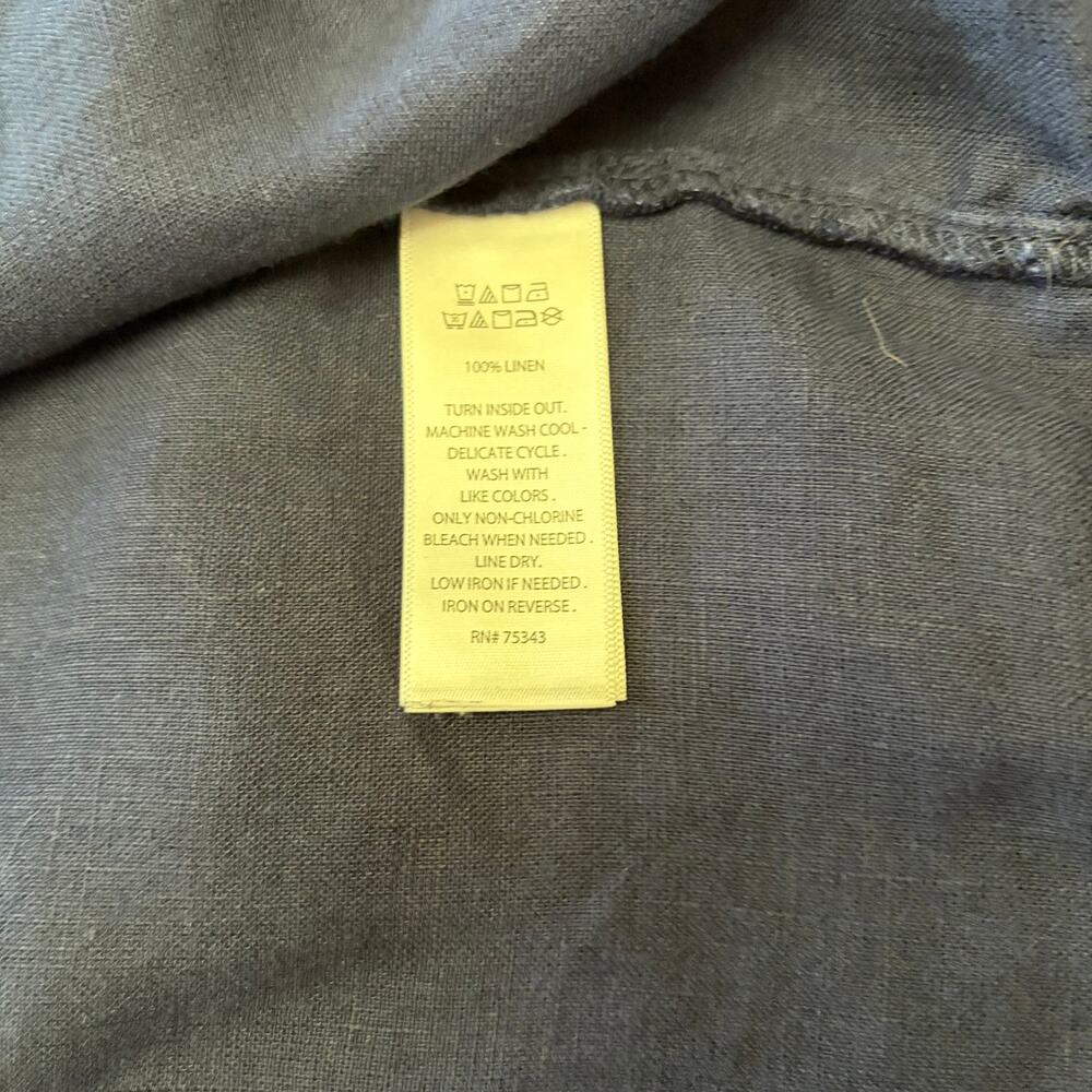 Jones & Co 100% Linen Navy Crop Trucker Jacket Nautical Coastal Minimalist L - Picture 6 of 8